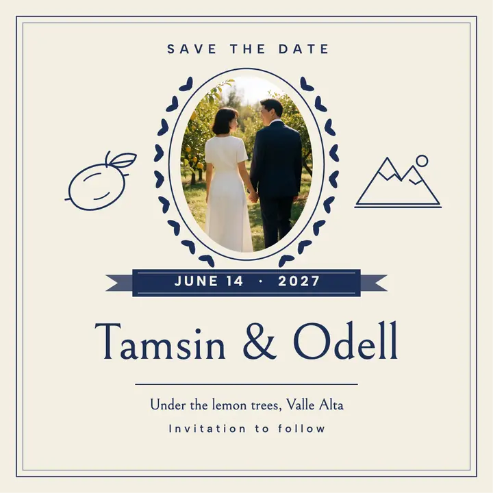 Tamsin & Odell crest save the date template