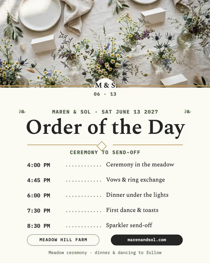 Maren and Sol order of the day post template