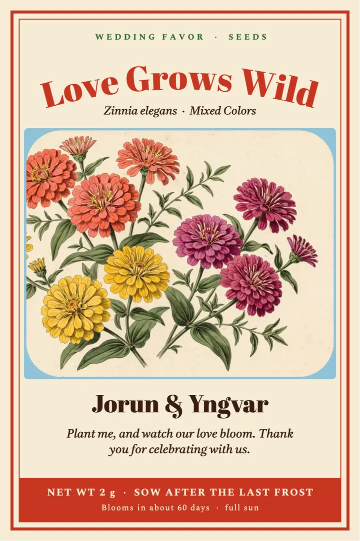 Love grows wild wedding favor seed packet template