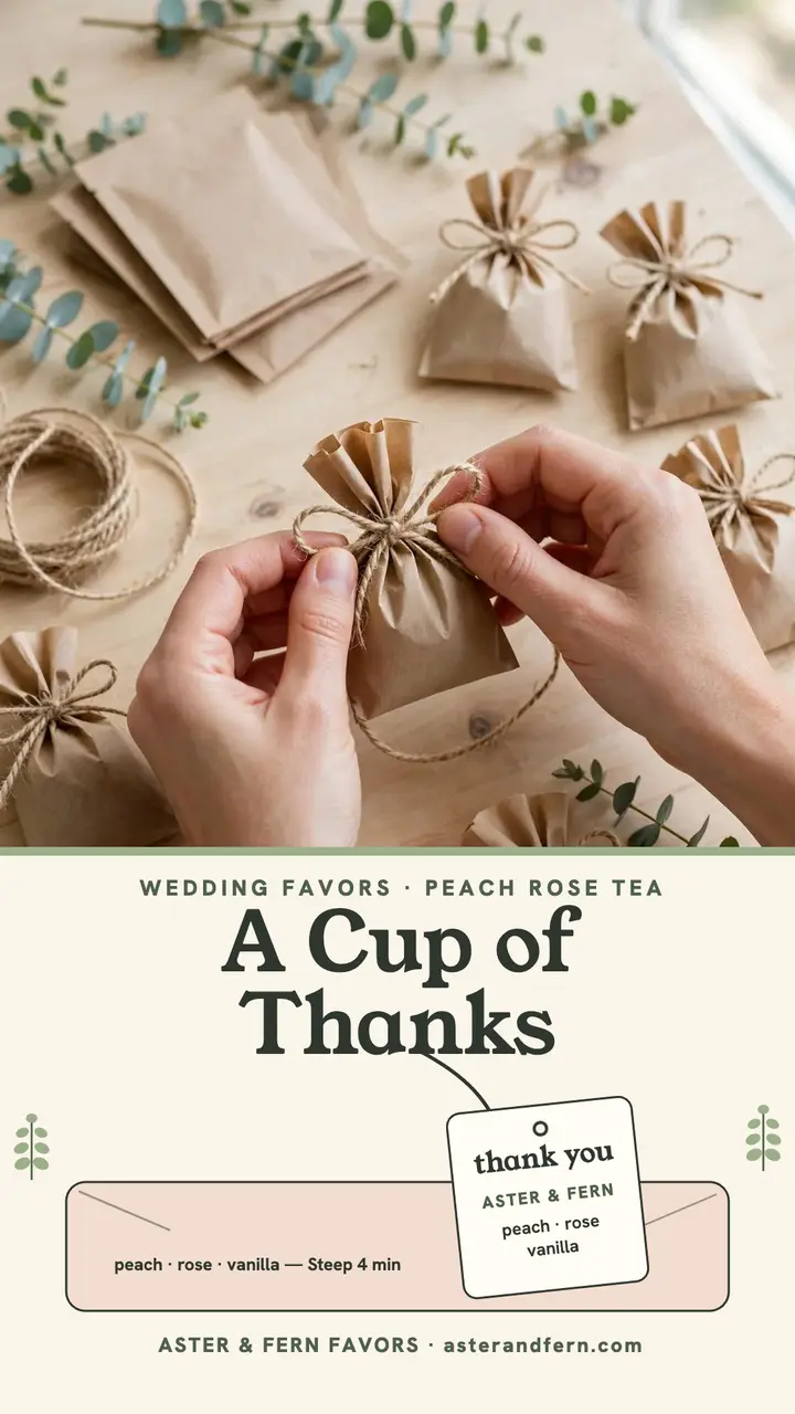 Aster and Fern wedding favor tea story template