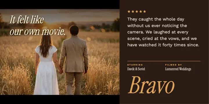 Lumenreel Weddings film testimonial template