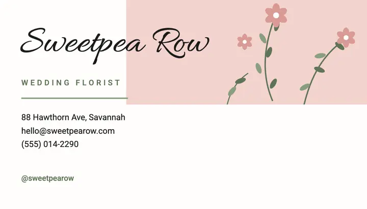 Wedding florist business card template