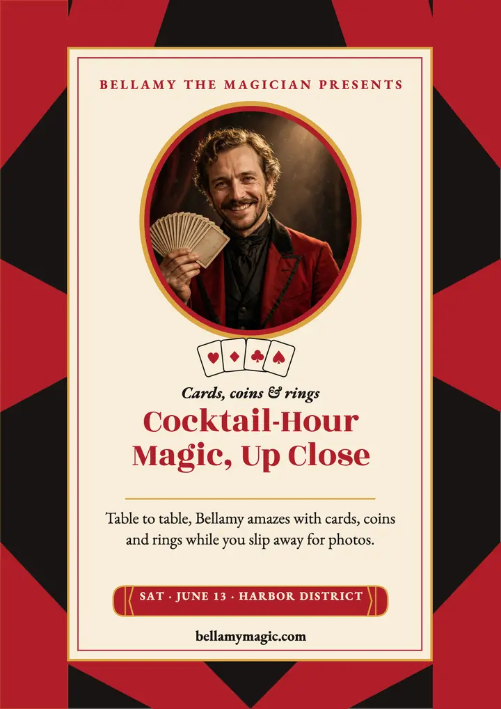 Bellamy cocktail hour magic wedding flyer template