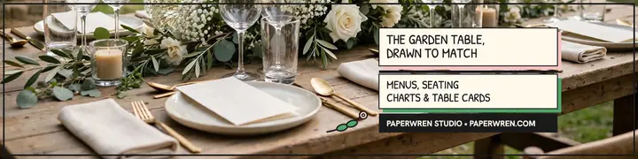 Paperwren garden table menus banner template