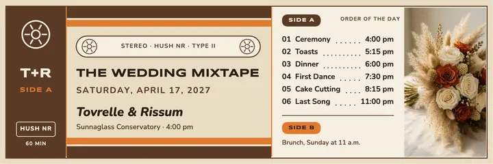 Wedding mixtape cassette J-card header template