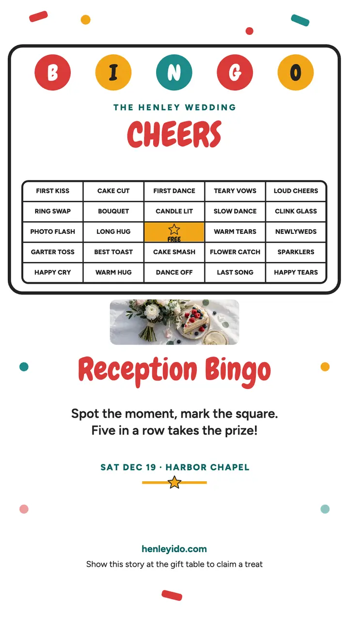 Henley wedding reception bingo story template