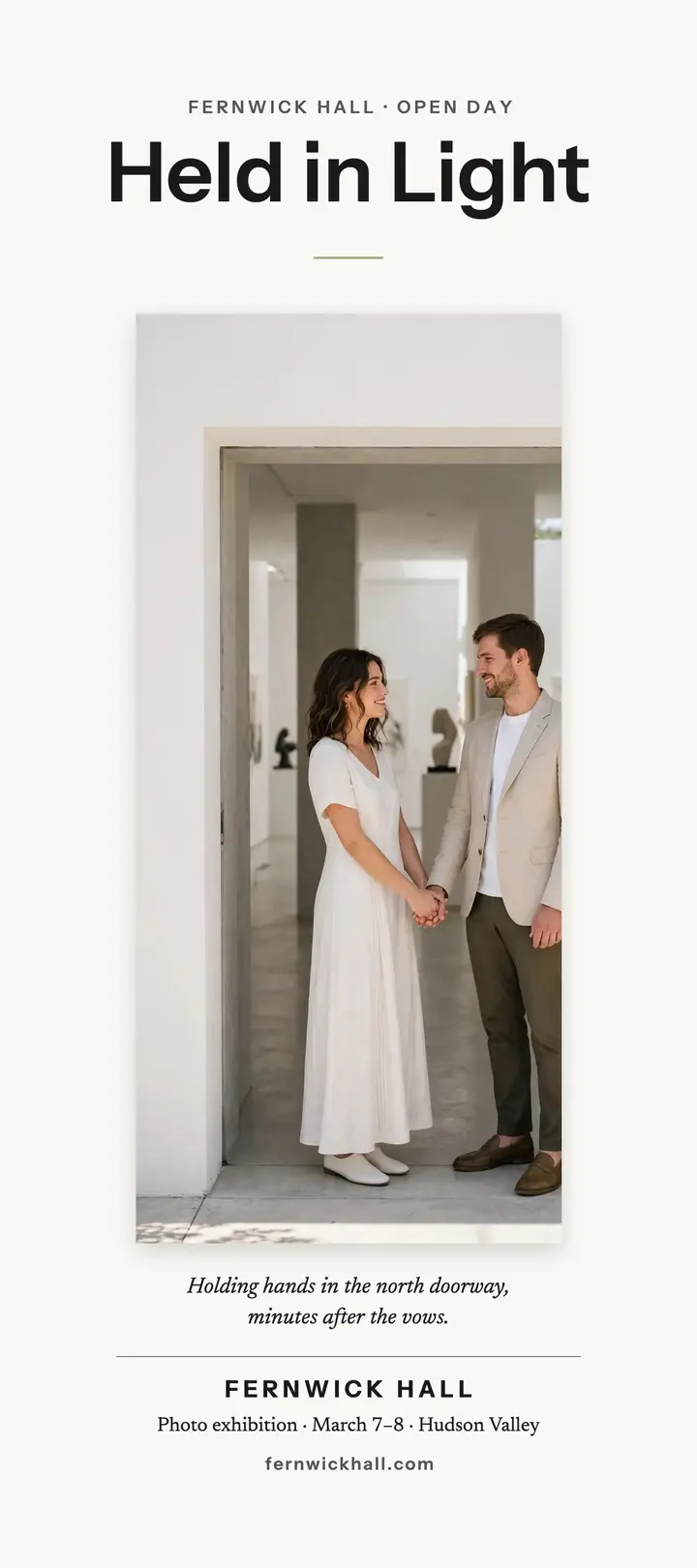 Fernwick Hall wedding photo exhibition card: wedding exhibition rack card template