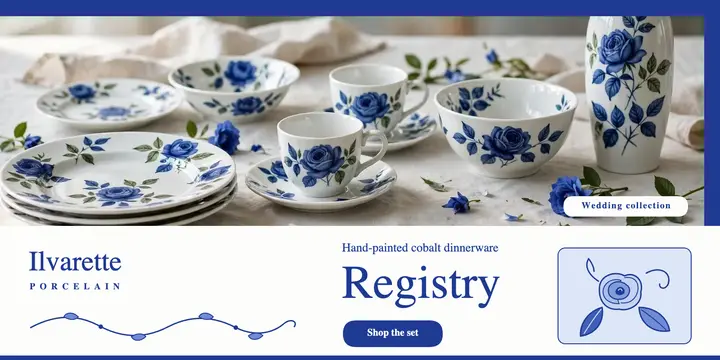 Ilvarette wedding registry blue porcelain post template