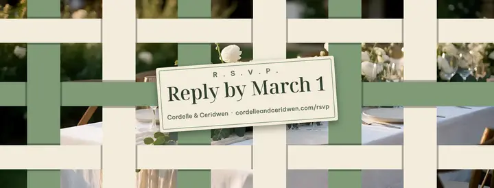 Wedding RSVP reminder on woven ribbons template
