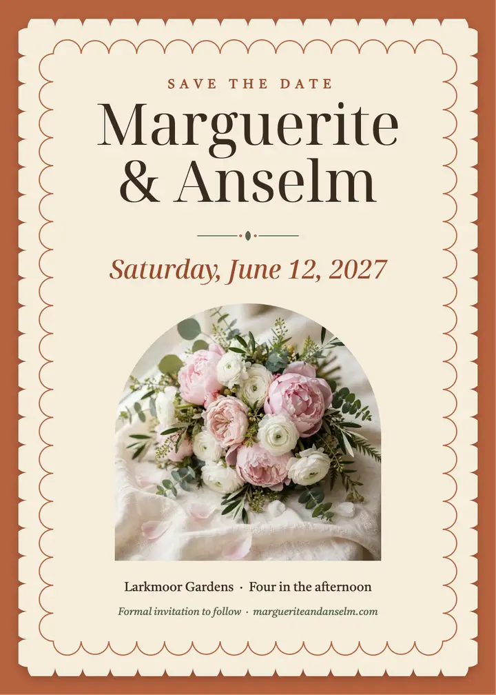 Marguerite and Anselm scalloped save the date template