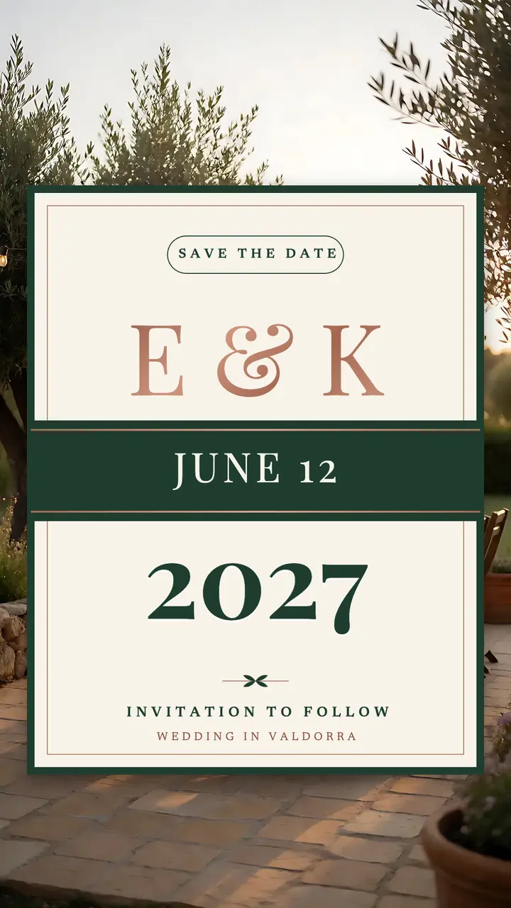 Wedding save the date story, letterpress and foil: wedding save the date story template