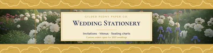 Gilded Peony wedding stationery shop banner: wedding stationery etsy banner template