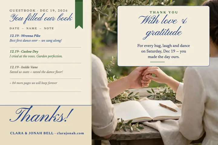 Clara and Jonah guestbook thank you template