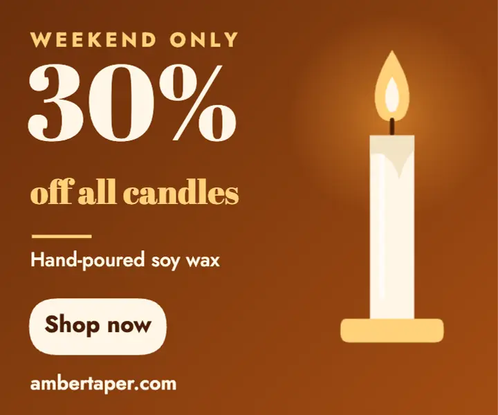 Amber and ivory weekend candle sale ad template
