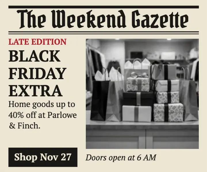 Weekend Gazette Black Friday ad, front page template