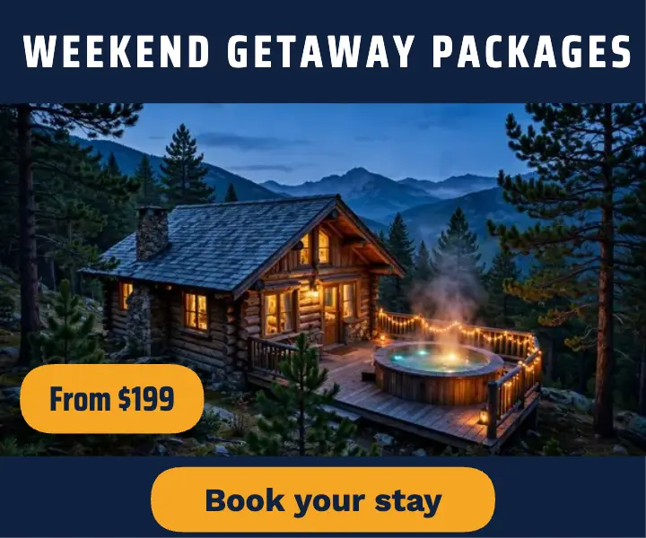 Weekend getaway cabin ad template