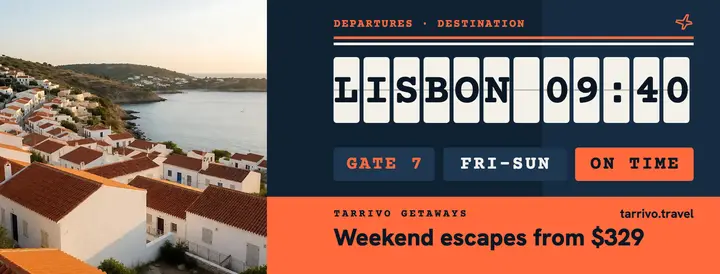 Tarrivo Getaways departure board Facebook cover template