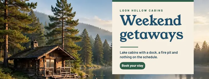 Weekend getaways lake cabins template