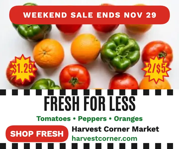 Harvest Corner weekend produce drop ad template