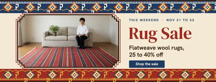 Weekend flatweave rug sale cover template