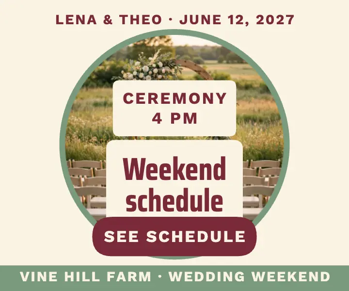 Lena and Theo weekend schedule ad: wedding schedule ad template