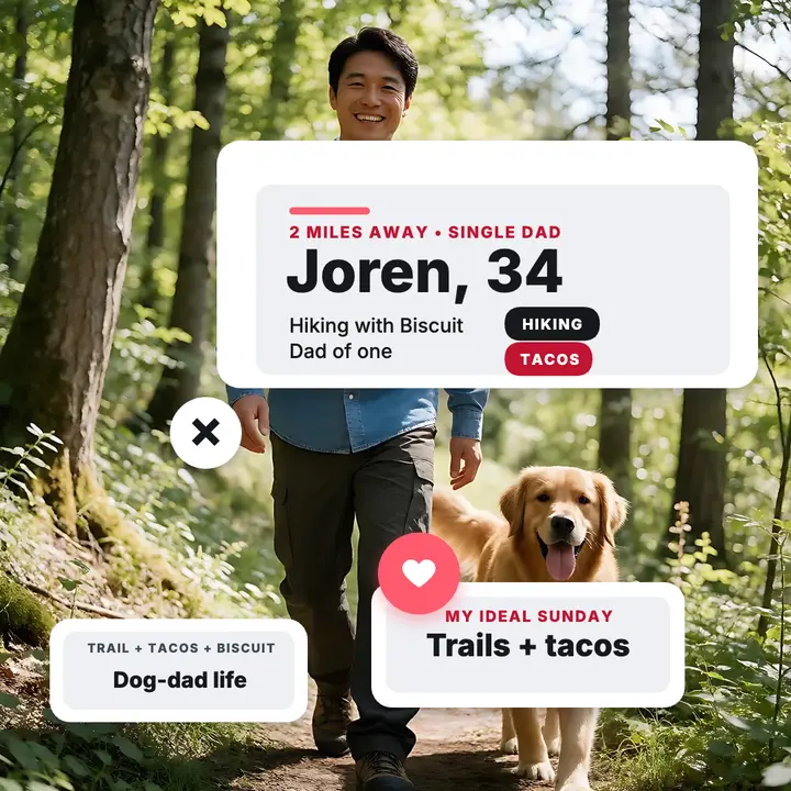 Joren trail dating profile card template