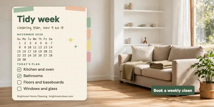 Brightnest tidy week planner post: home cleaning service x post template