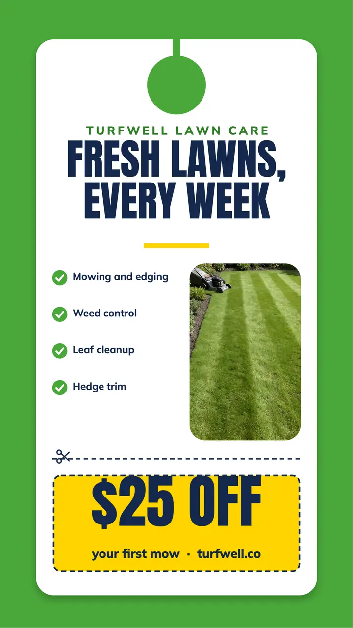 Turfwell Lawn Care door hanger story template