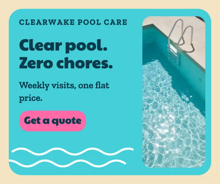Weekly pool cleaning display ad, poolside pop: pool cleaning service ad template