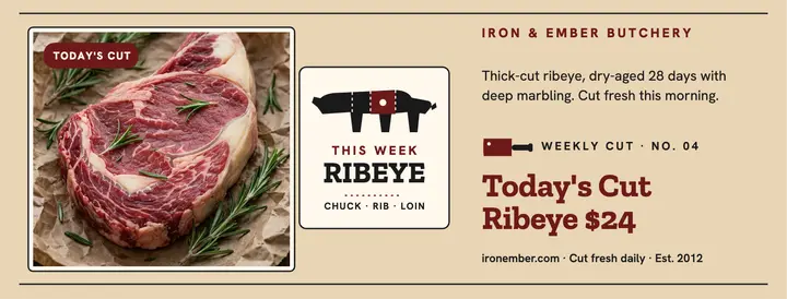 Iron and Ember weekly ribeye cover template