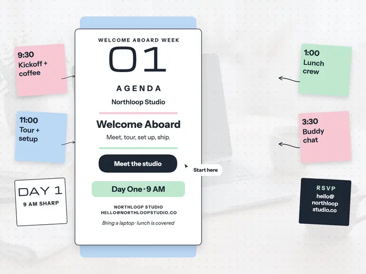 Northloop Studio welcome aboard agenda template