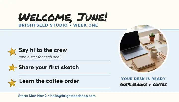 Brightseed welcome star chart card template