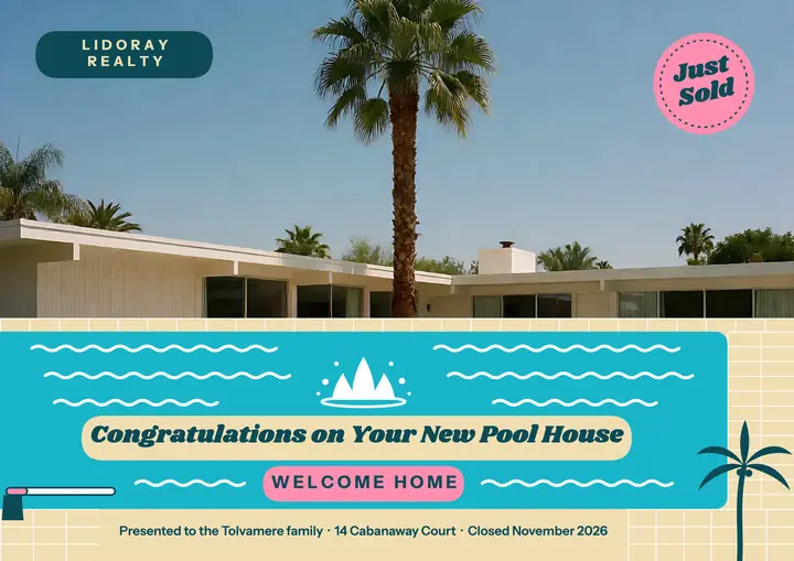 Just sold pool house welcome home certificate: just sold certificate template
