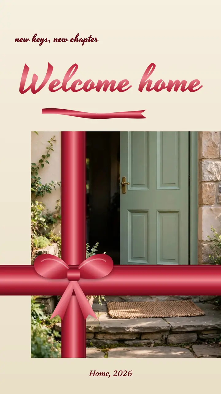 Welcome home satin ribbon story template