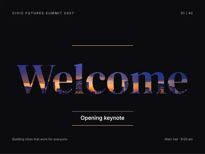 Welcome keynote slide template