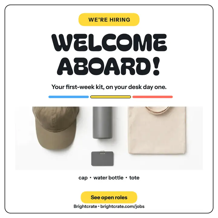 Brightcrate welcome kit starter pack: welcome kit hiring post template