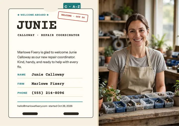 Junie welcome aboard rotary file card template
