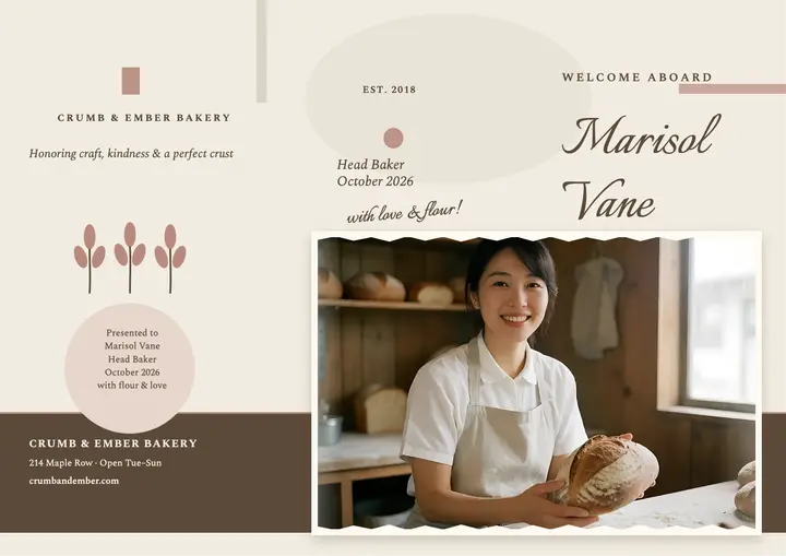 Welcoming head baker emulsion certificate: bakery hiring certificate template