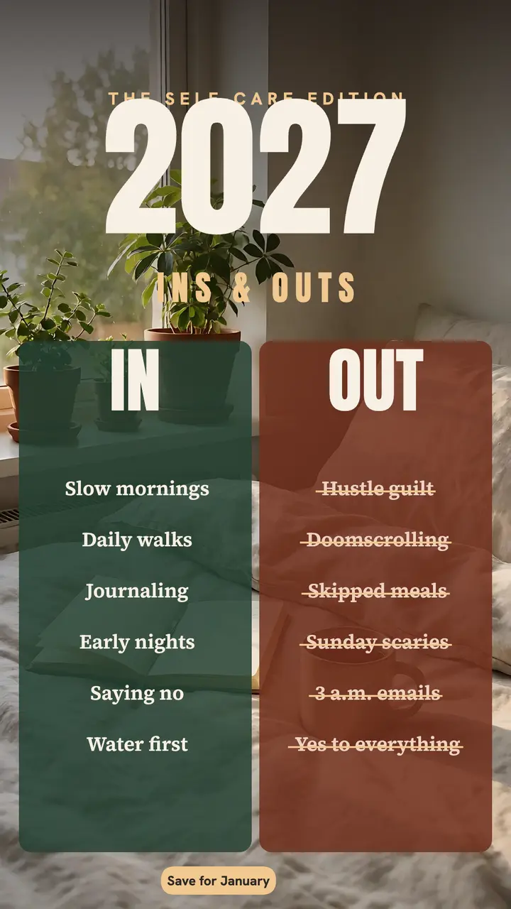 Self-care ins and outs 2027 story template