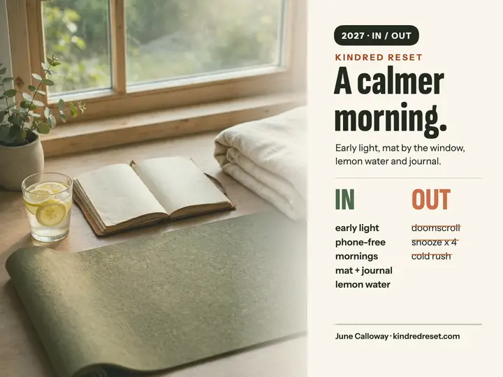 Kindred Reset morning ins and outs slide: wellness reset slide template