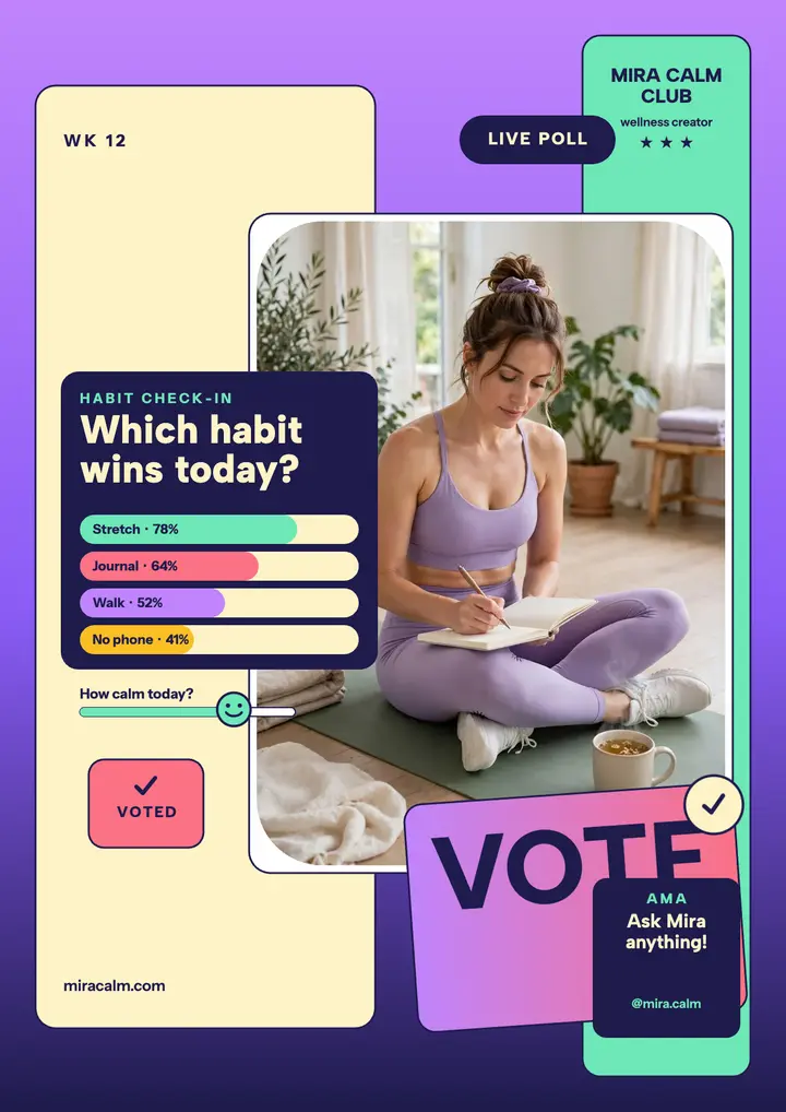 Mira Calm Club habit poll flyer template