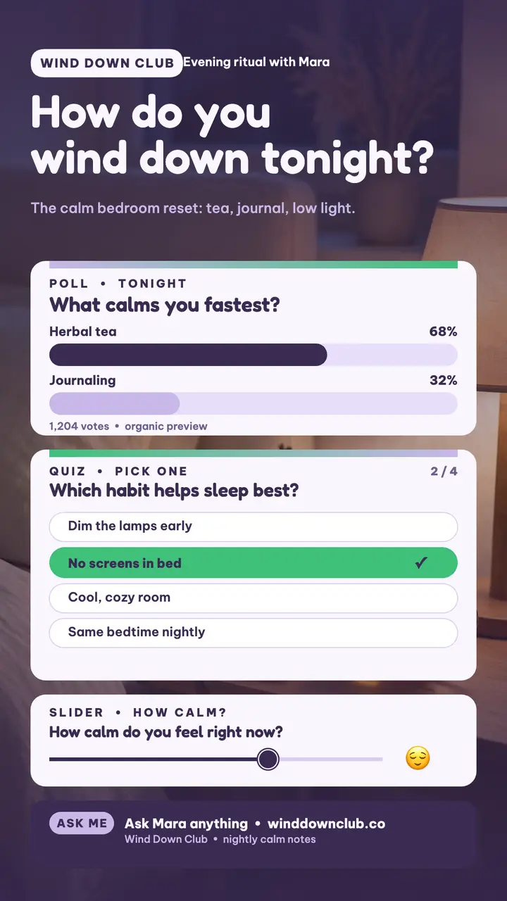 Wind Down Club evening ritual story template