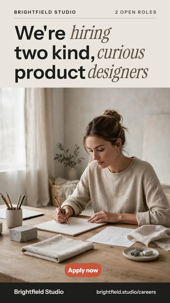 Brightfield Studio hiring story template