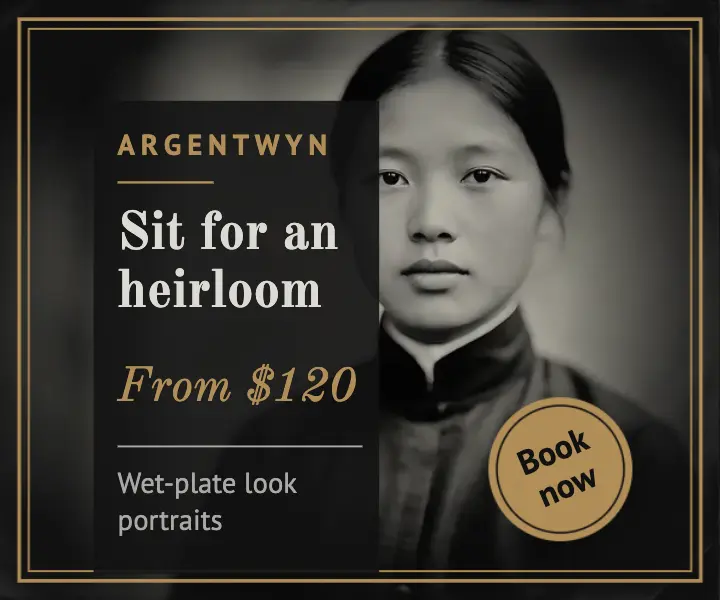 Argentwyn heirloom portraits tintype rectangle ad template