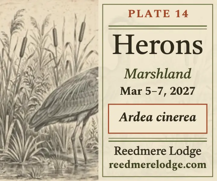 Reedmere wetland birding weekend ad, field guide template