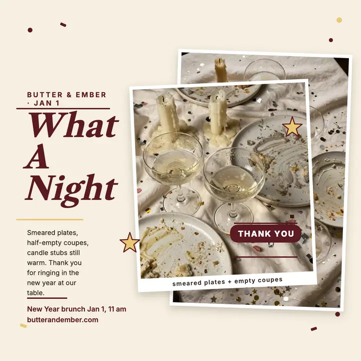 What a Night New Year recap, Butter and Ember template
