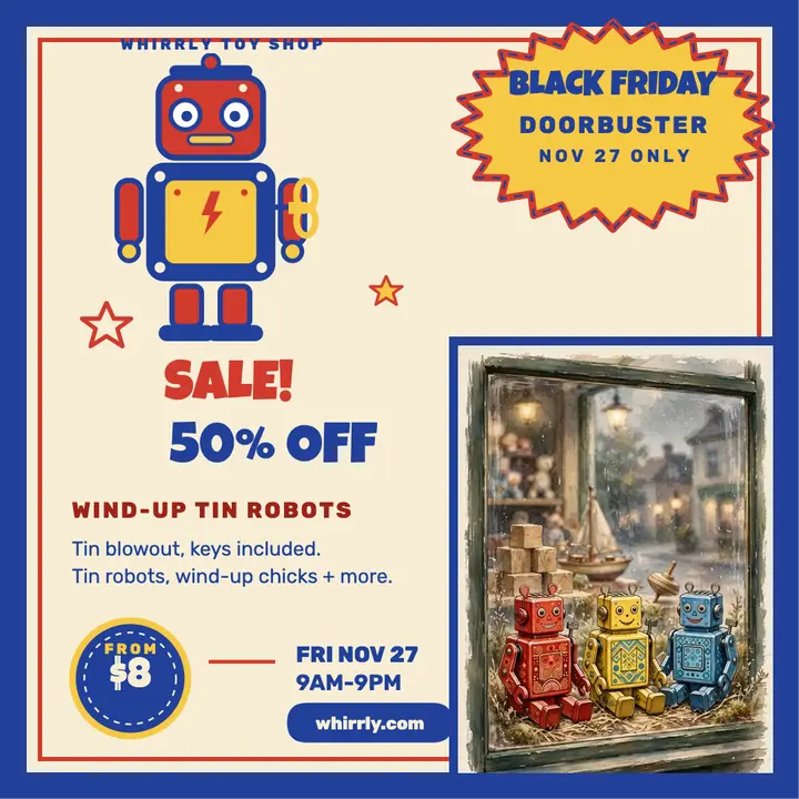Whirrly Black Friday tin toy sale template