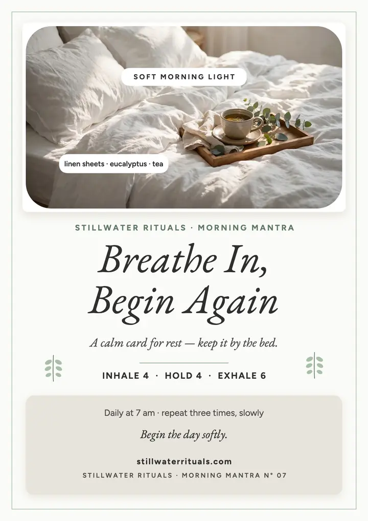 Stillwater Rituals morning mantra flyer template
