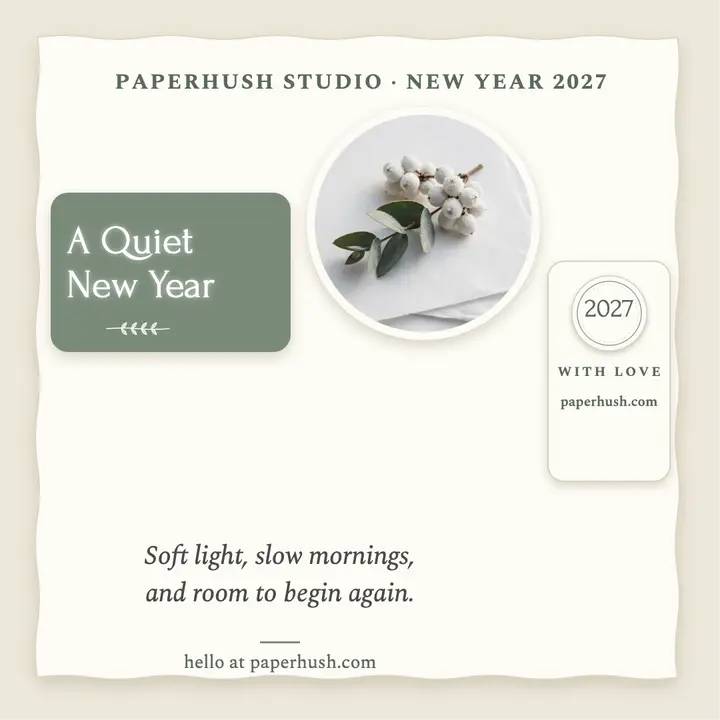Paperhush quiet New Year post template