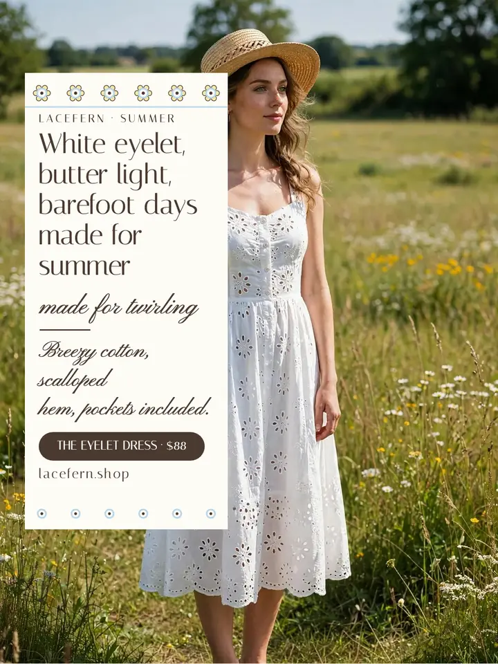 Lacefern white eyelet dress portrait template